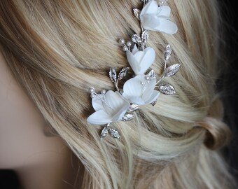 ABIGAIL | Braut Haarkamm, Braut Haarkamm, Hochzeit Haarkamm, Blumenkamm, Braut Kristall Kopfschmuck