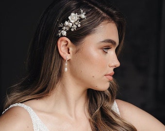 CARRAWAY | Bridal crystal headpiece, floral hair comb, crystal bridal comb, wedding hair comb