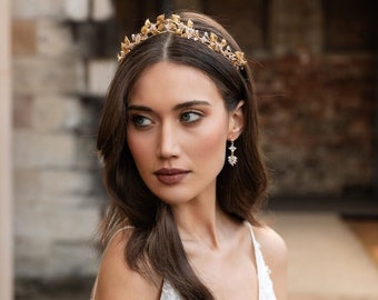VICTORIA | Gold crystal wedding crown, crystal tiara, bridal tiara, crystal wedding crown