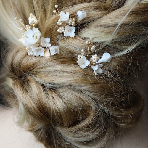 PETITE PINS Blush Floral Hair Pins Wedding Hair Flowers Etsy