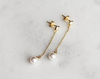 PABLO | Gold bridal earrings, small pearl earrings, dainty bridal earrings