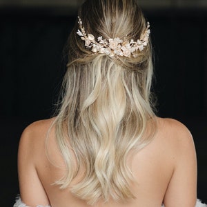 ROSALIE Bridal headpiece, blush wedding headpiece, floral bridal hair comb image 2