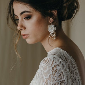 AURORA | floral bridal earrings, boho wedding jewelry, statement bridal earrings, gift for bride for rustic vintage style wedding