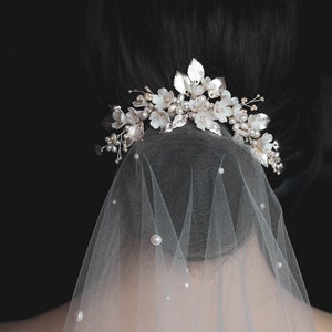 HARLOW | bridal headpiece with flowers, bridal hair comb for vintage style wedding hair, rustic wedding hair accessories