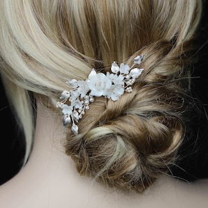 PRIMROSE | bridal hair comb, dainty wedding comb, silver bridal comb for rustic vintage style wedding hair