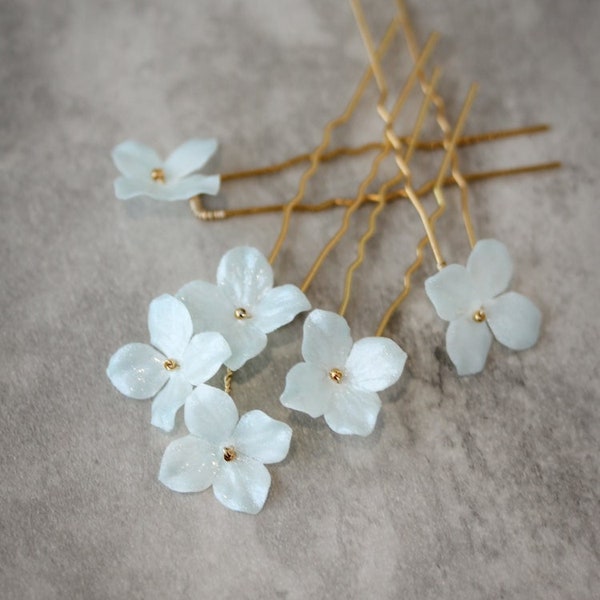 HYDRANGEA | Something blue bridal hair pins, wedding hair pins, blue bridal hair accessories, floral hair pins, gift for bride