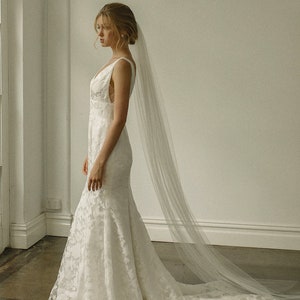 WYNTER | chapel length veil, ivory bridal veil, wedding veil made from bridal illusion tulle
