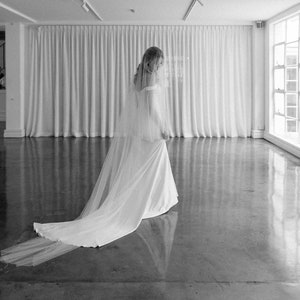 LOUVRE | Cathedral wedding veil with blusher, simple tiered veil for rustic vintage style wedding