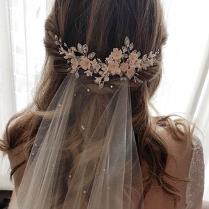 WISTERIA | bridal hair vine with crystals flowers pearls, wedding headpiece for rustic vintage style wedding hair