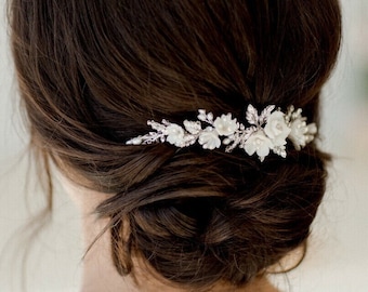 VERSE | bridal hair piece, bridal crystal headpiece, wedding hair comb, floral hair piece, bridal hair vine