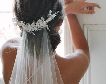 MARION | delicate floral bridal comb, ivory wedding headpiece, delicate bridal headpiece