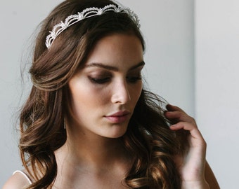 LAUDER | delicate pearl headband, Art Deco bridal crown, wedding tiara, wedding headband