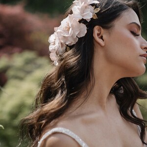 MONET Floral bridal hair piece, blush wedding headpiece image 3