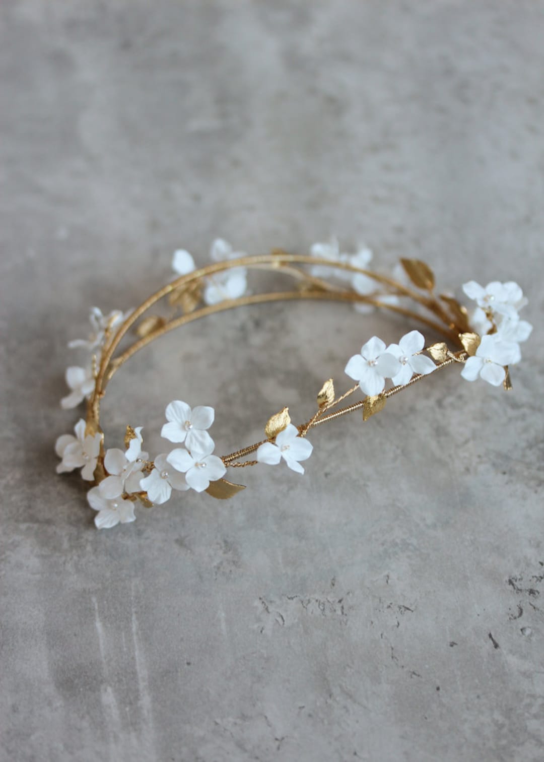 TITANIA Floral Bridal Crown Gold Wedding Tiara Floral Etsy