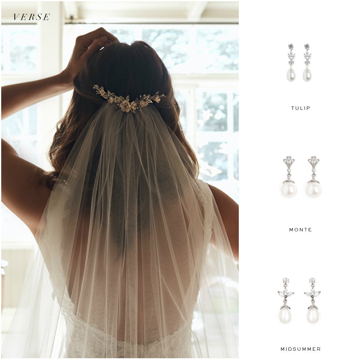 VERSE | Crystal Bridal Hair Comb, Floral Bridal Hair Piece 