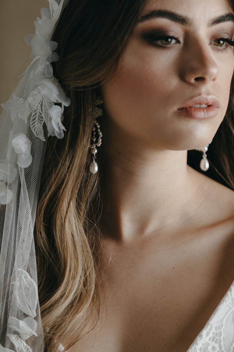 CARMEN Juliet cap veil, bridal cape veil, lace wedding veil, cathedral wedding veil, floor length veils image 4