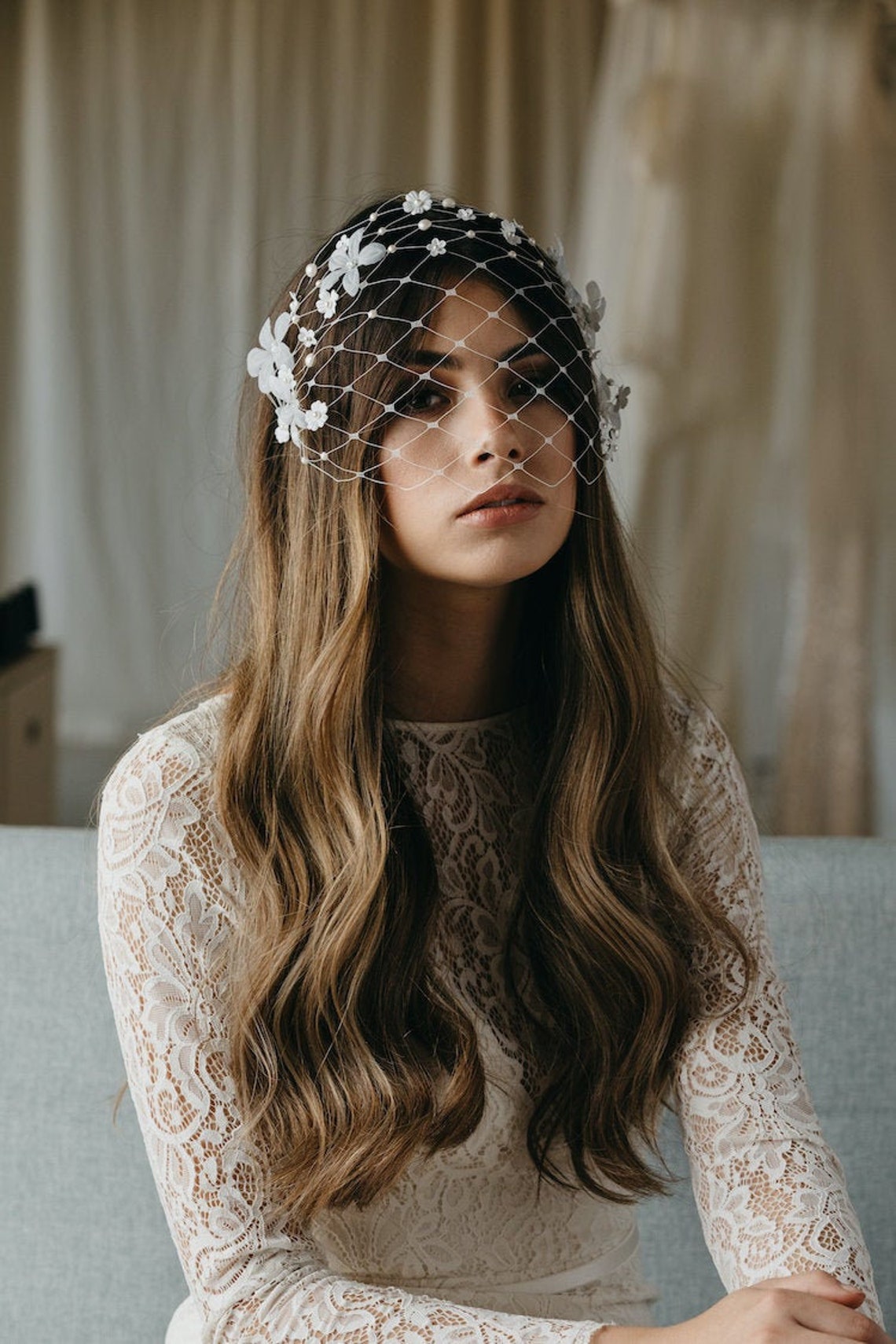 PRIMAVERA Floral Birdcage Veil Birdcage Veil Short Wedding Etsy Canada