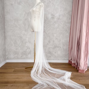 WATERFALL Silver beaded bridal cape, wedding cape, Art Deco bridal cape, beaded cape veil image 8