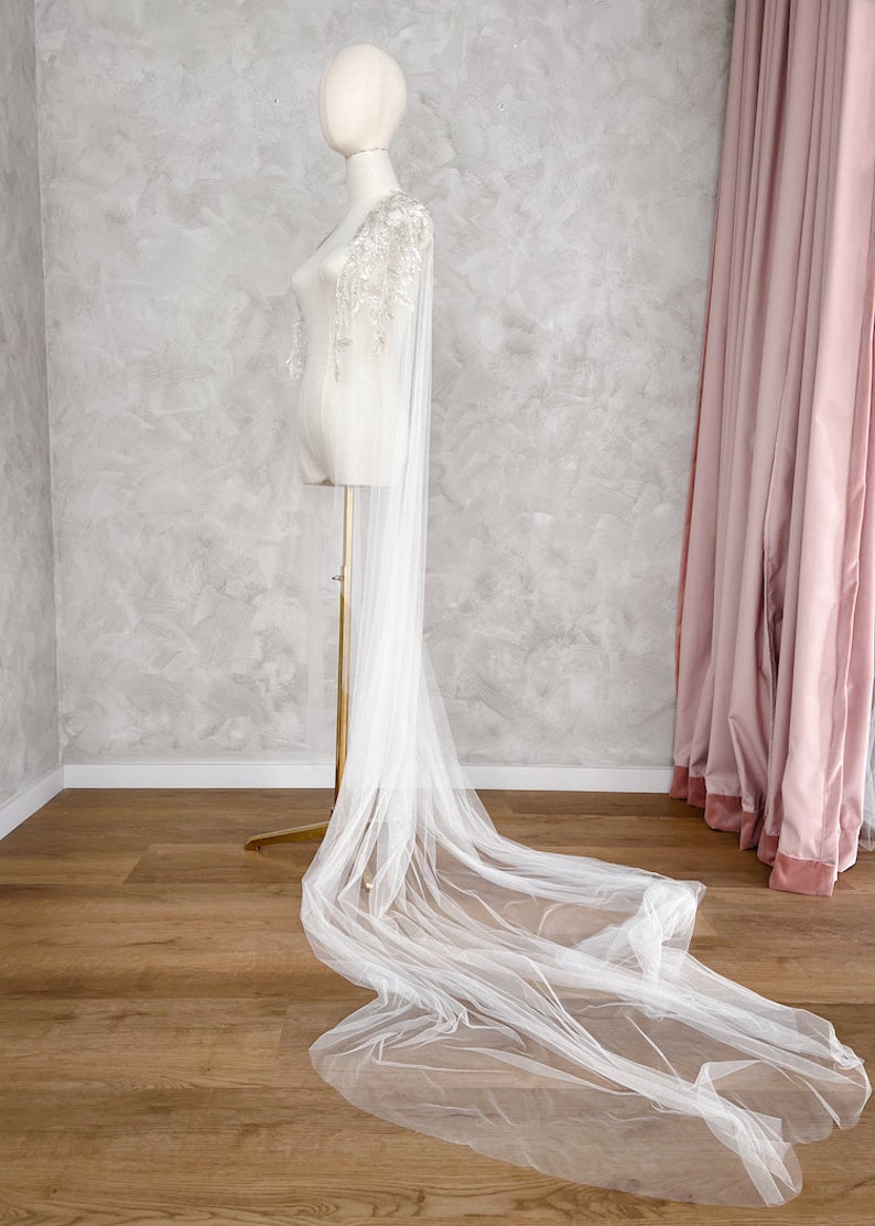 WATERFALL Silver beaded bridal cape, wedding cape, Art Deco bridal cape, beaded cape veil image 8