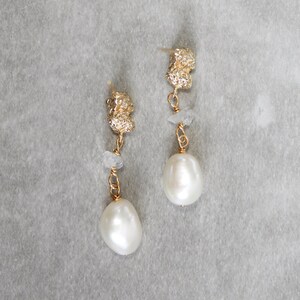 LARA | pearl bridal earrings, wedding earrings with natural pearls, gift for bride for rustic vintage style wedding