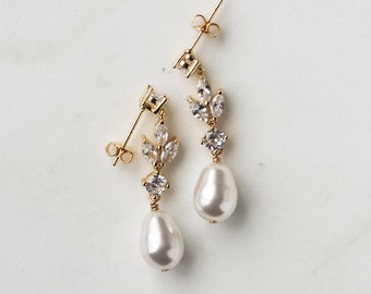 TULIP | Bridal earrings, pearl drop earrings, bridal earrings gold