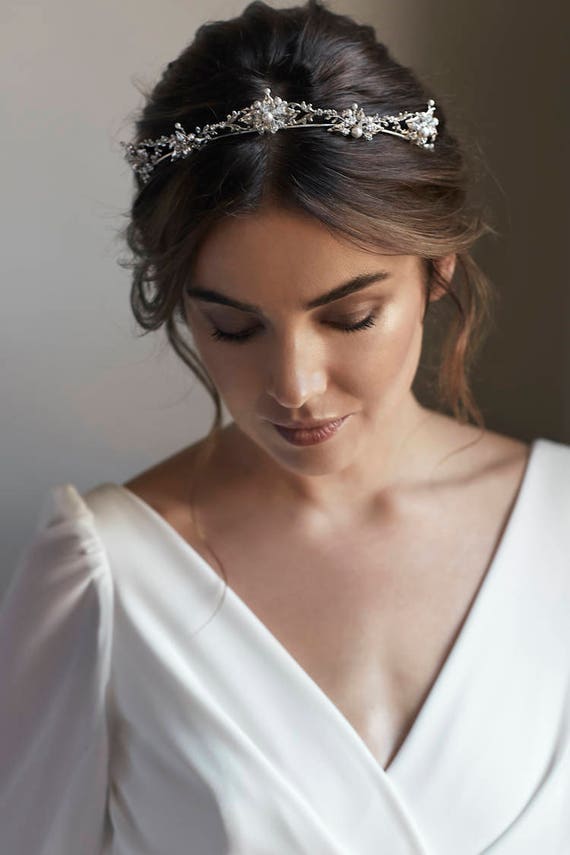 FLEUR Art Deco Tiara Bridal Crystal Headpiece Bridal -