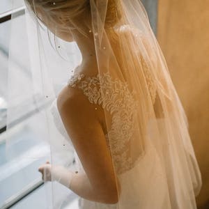 THEODORE pearl chapel wedding veil, pearl veil, bridal veil with pearls, bridal veil cathedral image 8