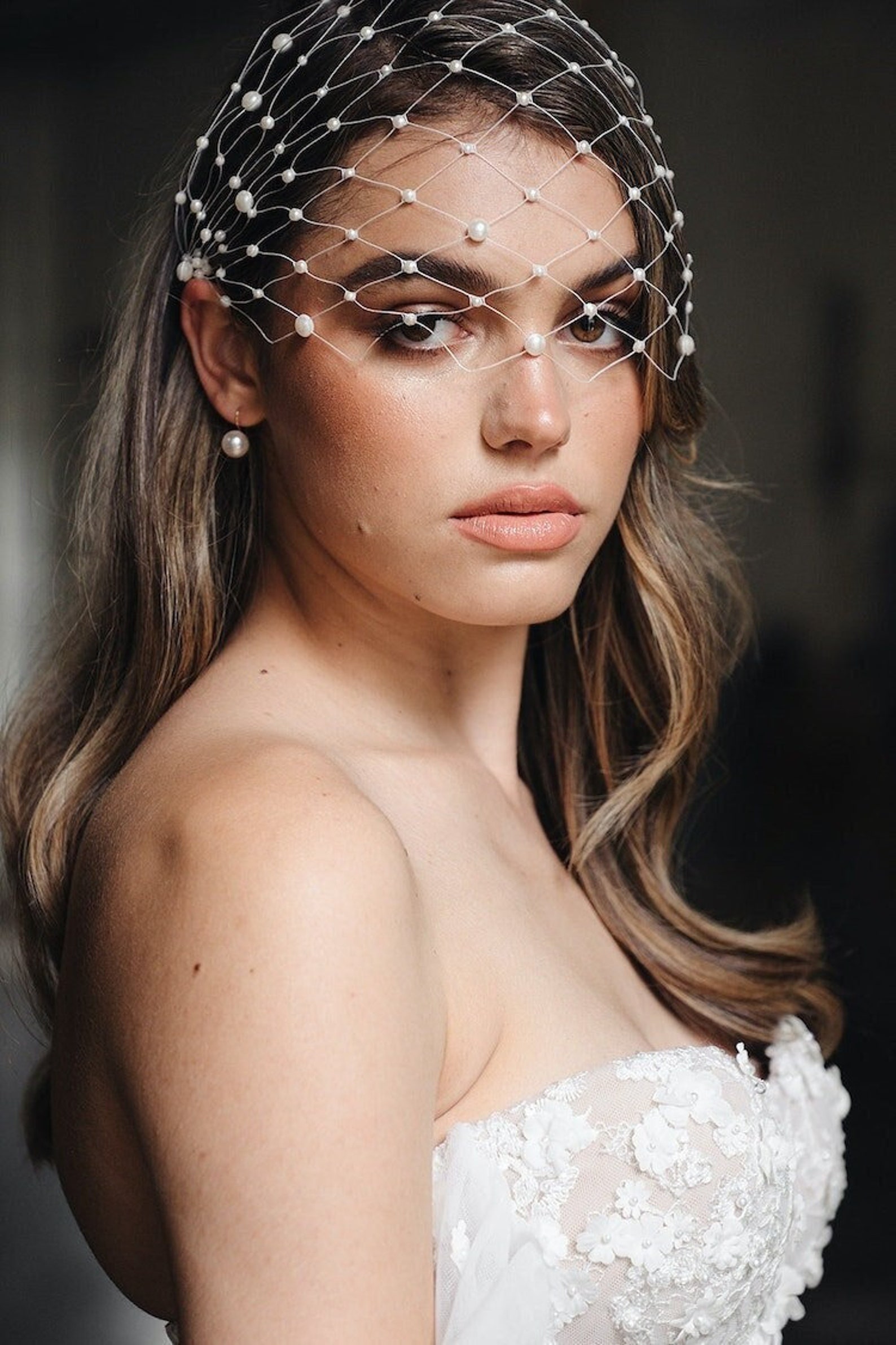 MARA Pearl Birdcage Veil Birdcage Veil With Pearls Etsy