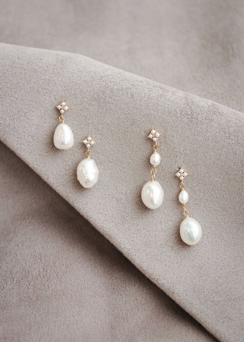 FARRAH Pearl drop earrings, pearl bridal earrings, pearl wedding earrings image 4