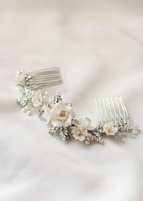 VERSE | Crystal Bridal Hair Comb, Floral Bridal Hair Piece  display picture 1