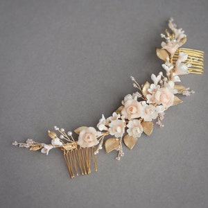 ROSALIE Bridal headpiece, blush wedding headpiece, floral bridal hair comb image 6