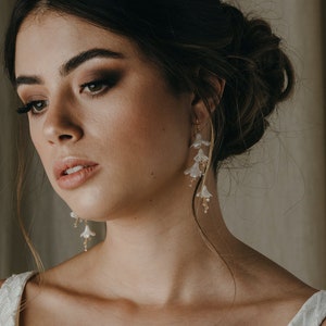 CASCADE Floral bridal earrings, boho earrings, wedding jewellery, beach wedding earrings image 8