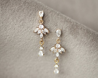 TALIA | Crystal bridal earrings, crystal wedding earrings, crystal drop earrings, gold bridal jewelry