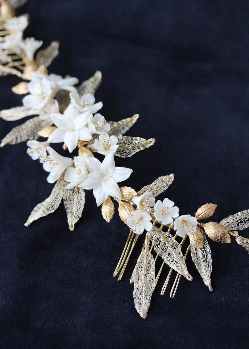 VERSAILLES floral bridal comb, floral wedding hair piece image 3