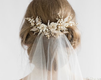 JASMINE | floral wedding hair comb, delicate bridal headpiece, wedding hair comb, bridal crystal headpiece