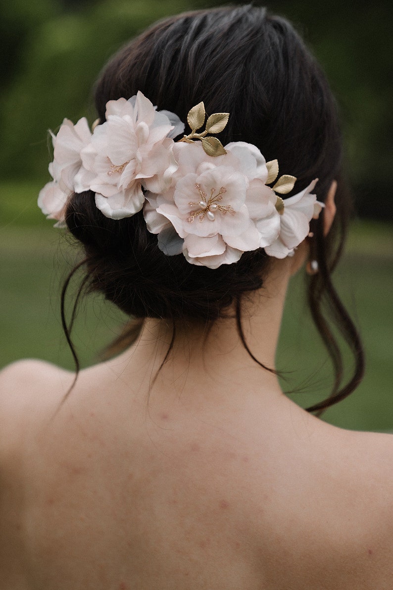 MONET Floral bridal hair piece, blush wedding headpiece image 1
