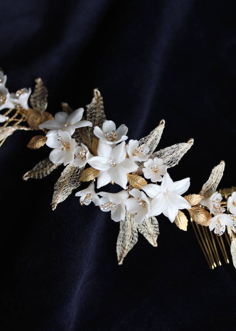 VERSAILLES floral bridal comb, floral wedding hair piece image 9