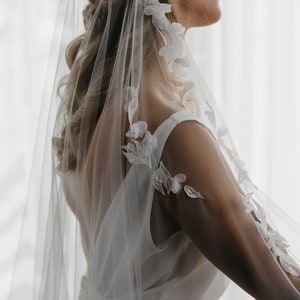 CARMEN Juliet cap veil, bridal cape veil, lace wedding veil, cathedral wedding veil, floor length veils image 9