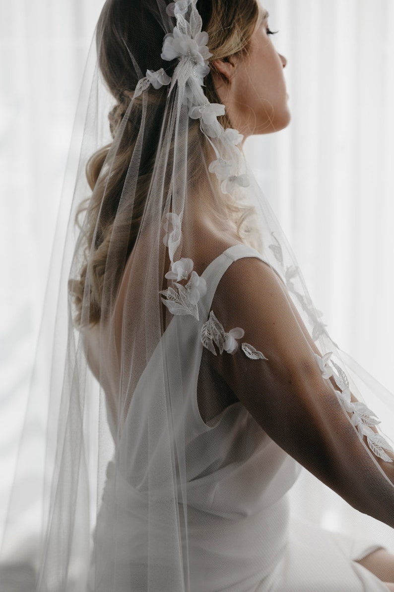 CARMEN Juliet cap veil, bridal cape veil, lace wedding veil, cathedral wedding veil, floor length veils image 9