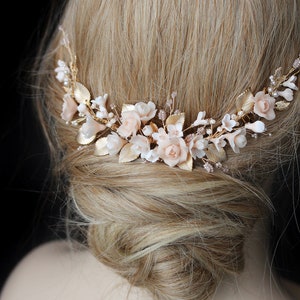 ROSALIE Bridal headpiece, blush wedding headpiece, floral bridal hair comb image 3