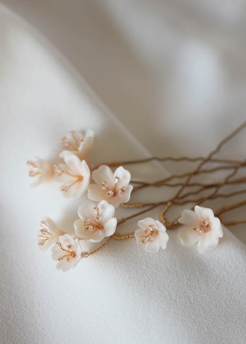 WHISPER Floral hair pins, wedding hair flowers, floral hair pin, floral hair piece Gold/ombre