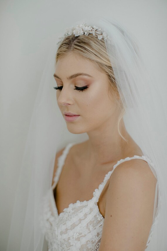 Tiara Diadem Copricapo Gioielli Capelli Sposa Strass Matrimonio Corona Perle - Foto 13