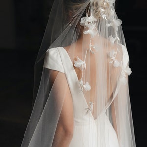 ORCHID | Wedding veil, floral bridal veil, embellished veil, floor length veil, cathedral veil