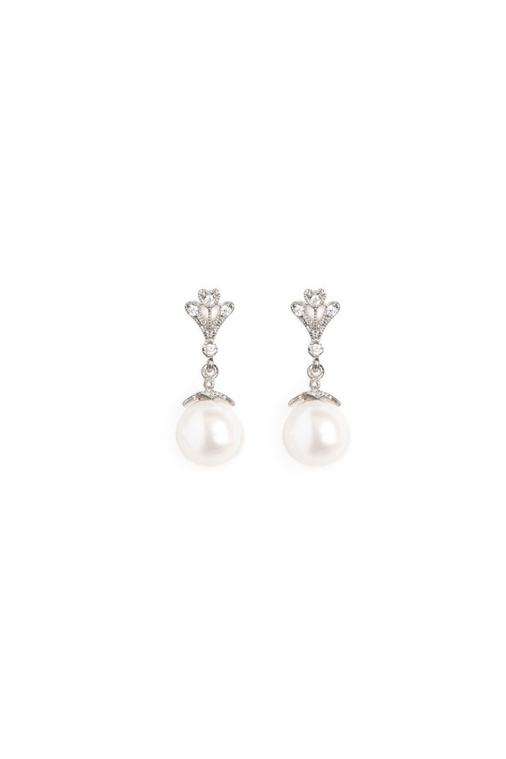 MONTE pearl drop bridal earrings pearl wedding earrings | Etsy