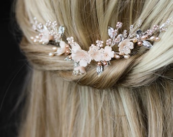 ODE TO DUSK | Blush bridal headpiece, floral wedding hair piece, bridal headpiece, wedding comb
