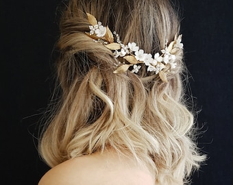 HONEYSUCKLE | Floral wedding headpiece, bridal crystal headpiece, large bridal headpiece