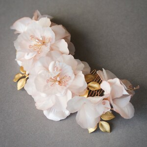 MONET Floral bridal hair piece, blush wedding headpiece image 10