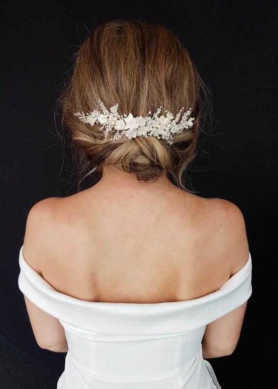MARION Delicate Floral Bridal Comb, Ivory Wedding Headpiece, Delicate Bridal  Headpiece 