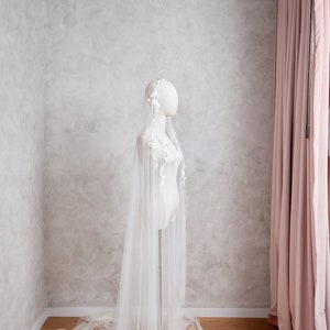 CARMEN Juliet cap veil, bridal cape veil, lace wedding veil, cathedral wedding veil, floor length veils image 5