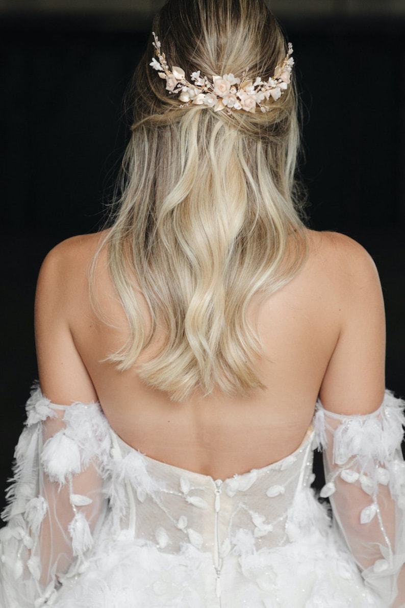 ROSALIE Bridal headpiece, blush wedding headpiece, floral bridal hair comb image 2